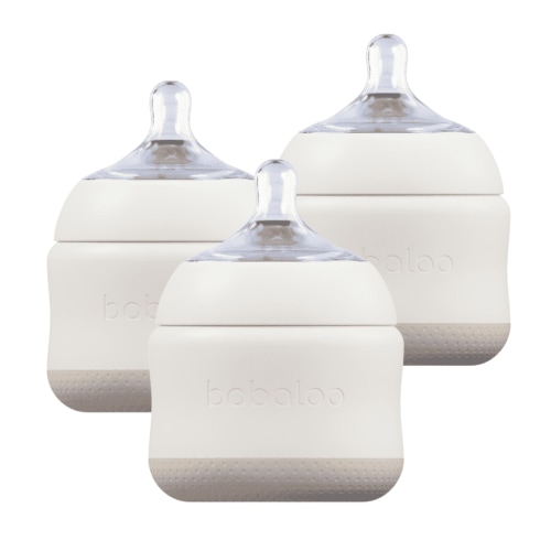 Babaloo Baby-Led Anti-Colic Bottles 3 Pack of 8 oz Bottles Creme – Fast Flow Nipples, BPA-Free Silicone