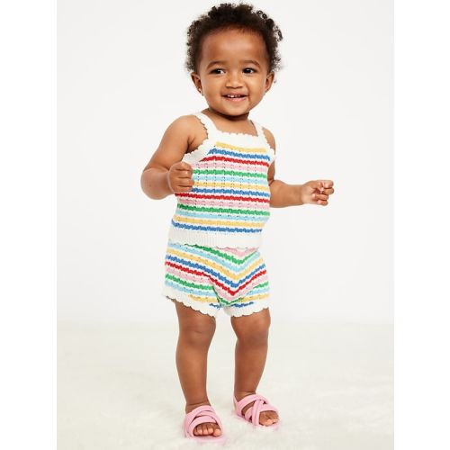 Crochet-Knit Cami Top and Shorts Set for Baby