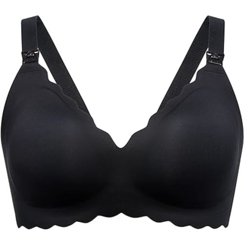 Momcozy Nursing Bras for Breastfeeding, Seamless Pregnancy Maternity Bra Wireless Classic Jelly Strip Support Nursing Bra