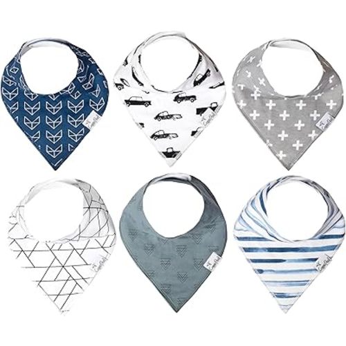 Copper Pearl Baby Bandana Bibs - 6 Pack Soft Cotton Baby Bibs for Drooling and Teething, Absorbent Drool Bibs for Baby Boy, Adjustable to Fit Newborns to Toddlers, Tons of Styles (Rider Set)