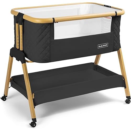 3 in 1 Baby Bassinet with Wheels, Portable Bedside Sleeper for Baby with 7 Adjustable Heights and Foam Mattress, Baby Bedside Crib for Newborns and Infants with Storage Basket, Carry Bag Included
