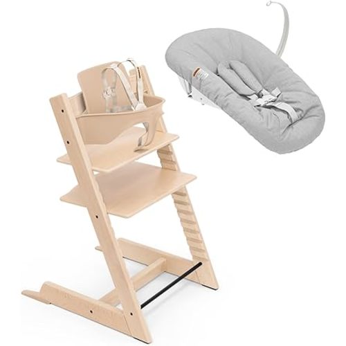 Stokke Tripp Trapp High Chair², Natural (Includes Chair & Baby Set) with Newborn Set - Safe, Adjustable, Ergonomic Design
