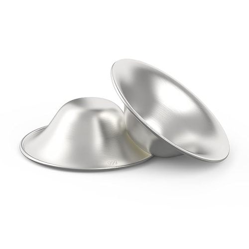 Silver Nursing Cups Nipple Cover Nipple Soother for Newborn Breastfeeding Moms, The Original 999 Silver Nursing Cups