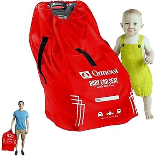 Infant Car Seat Travel Bag for Airplane - Durable Gate Check Bag for Car Seats that fits easily on Convertible Car Seats, Infant Carriers & Booster Seats (Hand Carry Bag, Red)