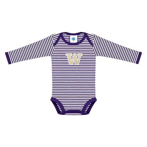 Creative Knitwear College Baby Striped Long Sleeve Bodysuit - Team Logo, Multiple Colors, Unisex (0-12 Months)