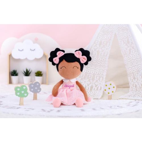 Personalized African American Rag Doll: 16-inch Plush Baby Girl Gift
