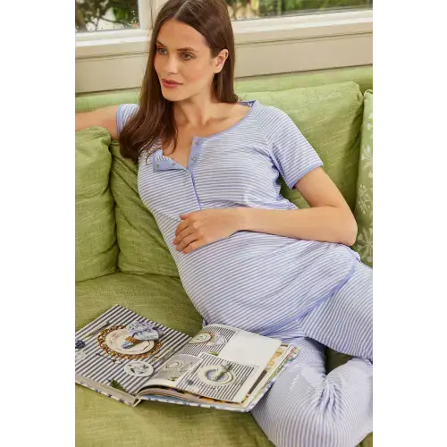 LAKE | Women | Pima Cotton Pajamas | Parisian Green Maternity Short Long Set