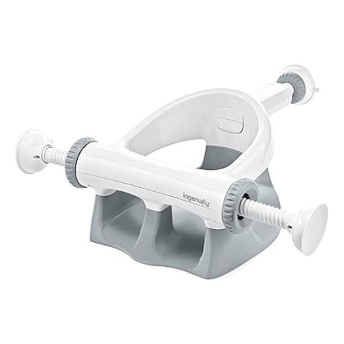 Ingenuity My Bath Seat for Sit-Up Baby Bathing, Sure & Secure Suction Cups, ASTM Safety Tested & Approved, Backrest for Assisted Sitting, Easy Setup & Storage, Gray