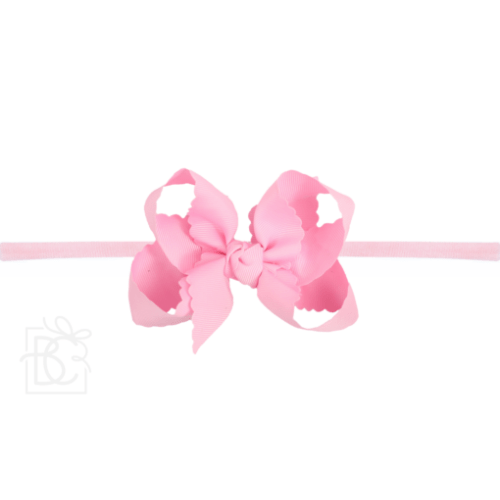 Thin Pantyhose Headband with Scalloped Edge Bow - Beyond Creations