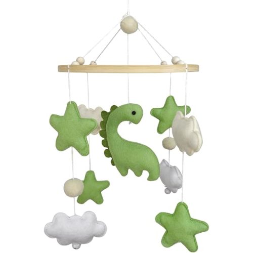Dinosaur Baby Crib Mobile, Handmade Felt Dino Nursery Decor