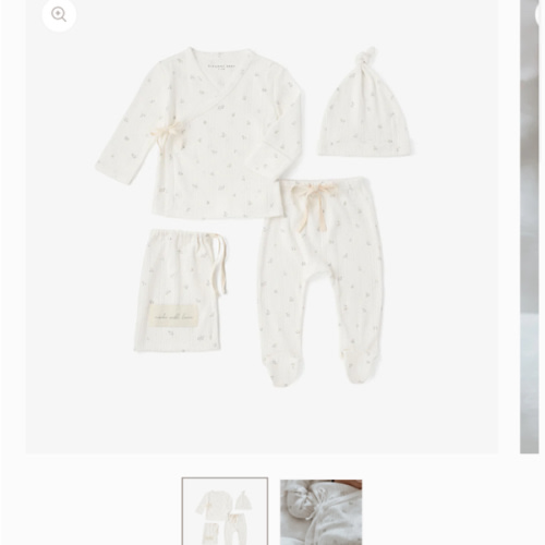 White Floral Organic Cotton Pointelle Layette 2 Pc Gift Set – Elegant Baby