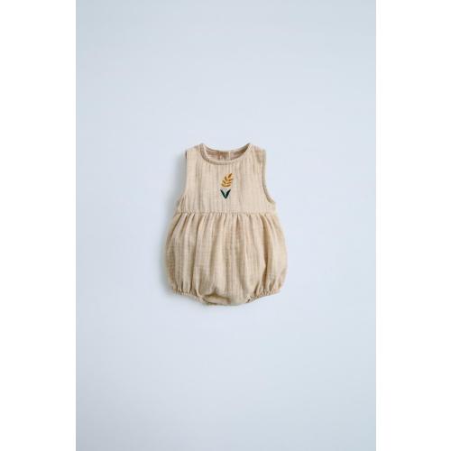 EMBROIDERED CREPE ROMPER - Light beige | ZARA United States