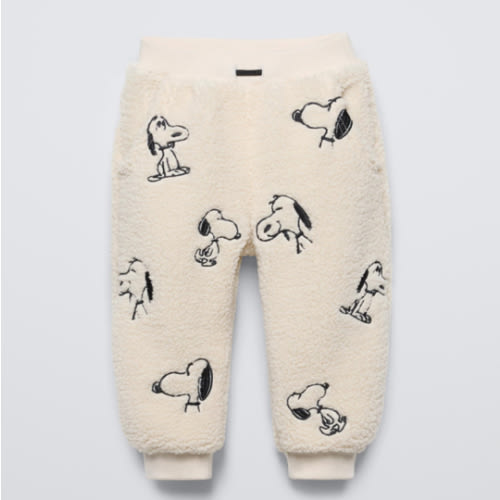 SNOOPY PEANUTS™ FLEECE JOGGERS - Ecru / Black | ZARA United States