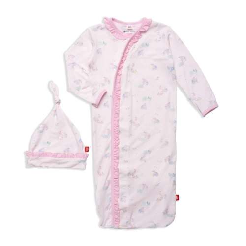forget me not modal magnetic cozy sleeper gown + hat set with ruffles – Magnetic Me