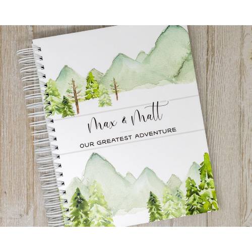 First Year Twin Baby Book - Hardcover Personalized Baby Memory Book for Twins -  Mountains & Forest Twin Journal - In The Woods
