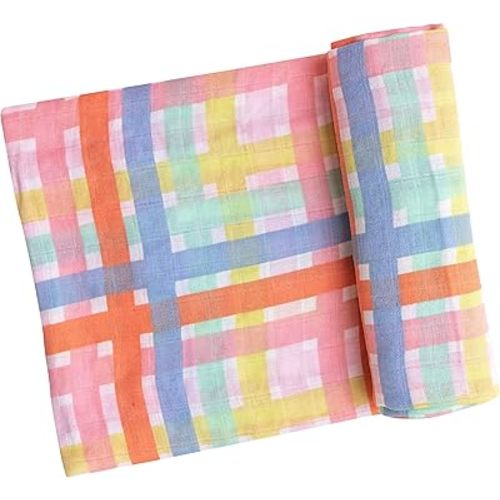 Multicolor Plaid/Multi Swaddle Blanket 47x47