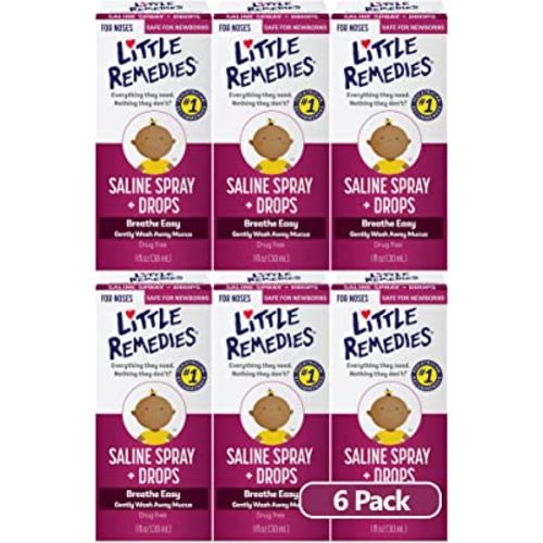 Little Remedies Saline Spray and Drops | Safe for Newborns | 1 Fl Oz (Pack of 6)