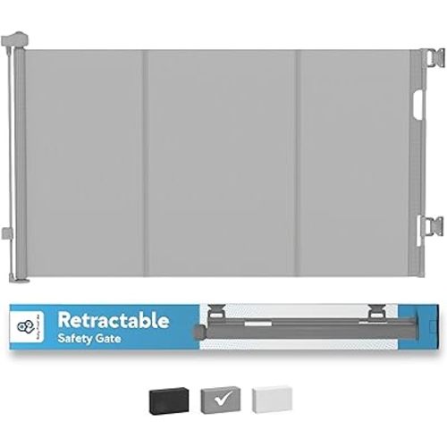 Retractable Baby Gates for Stairs & Doorways - 71” Wide Mesh Safety Gate for Toddlers, Dog & Pets - Use for Indoor/Outdoor, Hallways, Deck, Porch - Easy Installation, Secure Closure