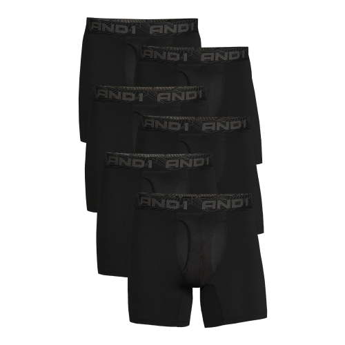 AND1 Men's Underwear Pro Platinum Boxer Briefs, 6 Pack, 6"