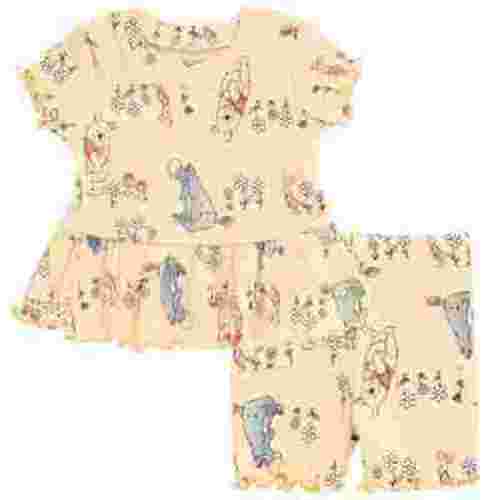 Disney Winnie the Pooh Eeyore Piglet Newborn Baby Girls Peplum T-Shirt and Bike Shorts Outfit Set Yellow 0-3 Months