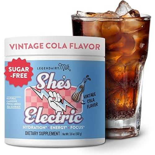 Legendairy Milk She’s Electric - Cola Energy Powder Clean Energy Hydration Powder - Sugar Free - Calorie Free - Vitamin B6 & Vitamin B12 - Green Tea Extract - Beverage, Drink Mix