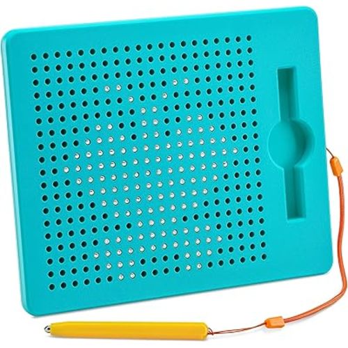 Magnetic Drawing Board for Kids & Toddlers with Beads and Magnet Stylus Pen - Blue