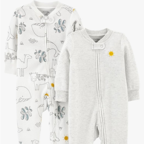 Simple Joys by Carter's Baby 2-Way Zip Thermal Footed Sleep and Play, Pack of 2