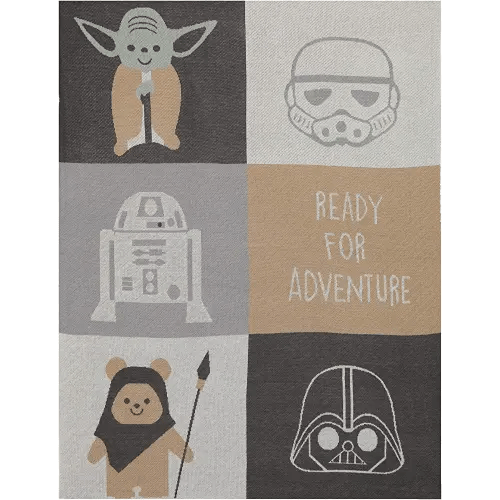 Lambs & Ivy Star Wars The Force Knit Baby Blanket - Yoda/Ewok/R2-D2/Vader