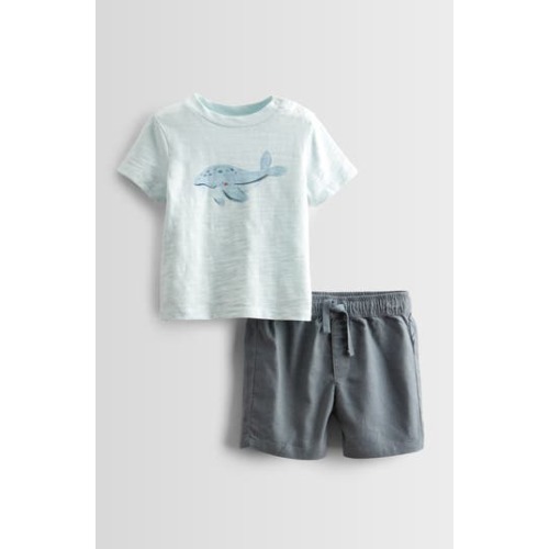 Graphic T-Shirt & Drawstring Shorts Set, 6M