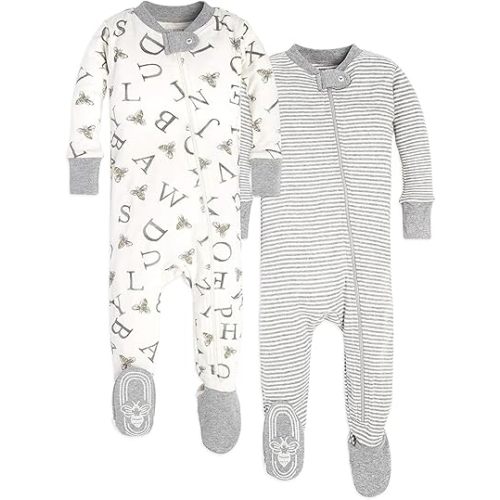 Burt's Bees Baby Boys' Pajamas, Zip-Front Non-Slip Footed Sleeper, Organic Cotton