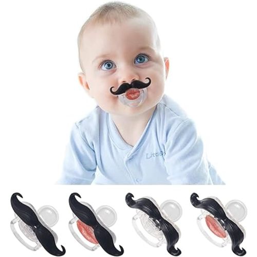 Mustache Pcifiers for Babies 0-6 Months, Newborn Mustache Pacifier,Pacifier with MustacheTeeth Binky,Gift Pacifiers for Boys and Girls (Colors-03)