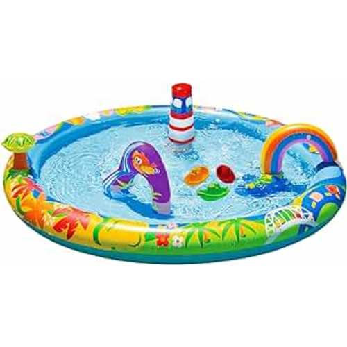 BANZAI Splashville Water Park Inflatable Water Play Table Measures 48" Dia X 14" H
