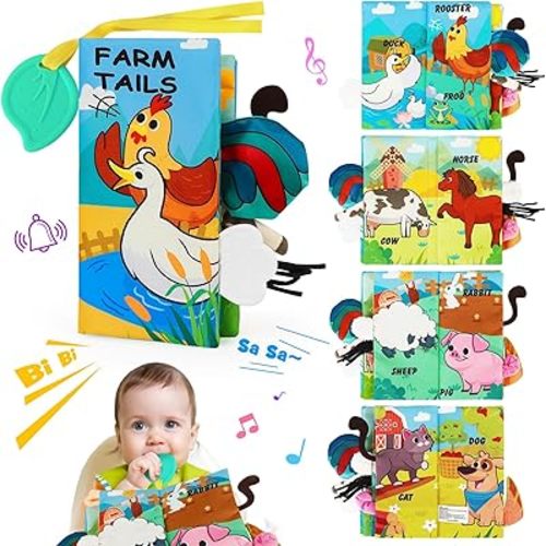 Baby Books for Shower Gift, Baby Books 0-6 Months, Baby Crinkle Books, Tummy Time Toys, Baby Boys Girls Books, Early Learning Stroller Toy, Touch and Feel Books for Newborn, Infant Toys Developmental