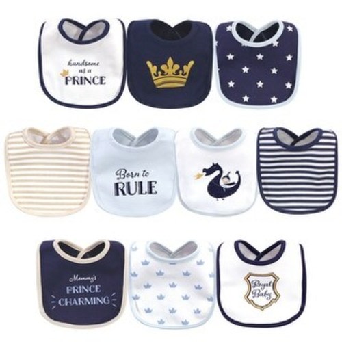 Hudson Baby Infant Boy Cotton Bibs 10pk, Handsome As A Prince, One Size - Handsome As A Prince - One Size