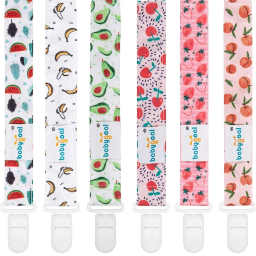 Babygoal Pacifier Clips, 6 Pack Pacifier Holder for Boys and Girls Fits Most Pacifier Styles & Baby Teething Toys and Baby Gift 6PS28-B