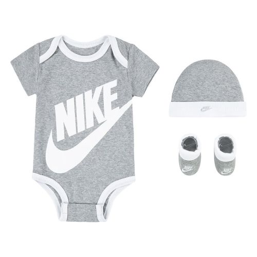 Newborn Baby Nike Futura 3-Piece Bodysuit Beanie Booties Boxed Set