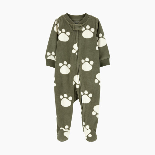 Carter's Fleece Footed PJs - Green, 6 M