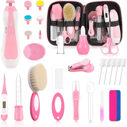 Baby Healthcare and Grooming Kit for Newborn Kids, 31PCS Upgraded Safety Baby Care Kit, Newborn Nursery Health Care Set, Baby Care Products (Pink（31PCS)