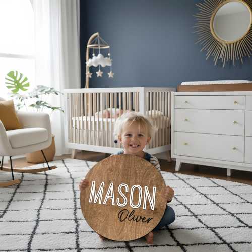 Nursery Name sign, Round Name Sign, Above Crib Sign, Wood Baby Name Sign, Boy name - Girl Name Sign, Custom Name Sign, Baby Name Sign