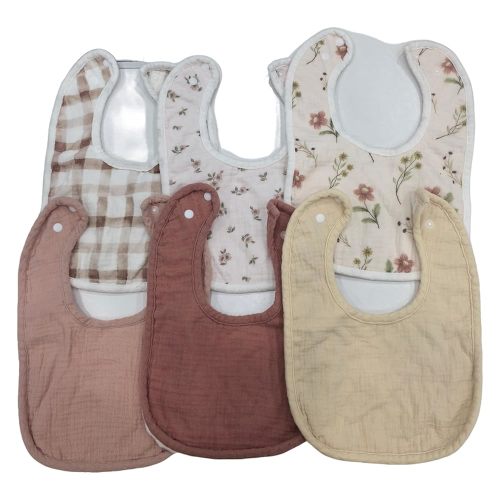Muslin Baby Bibs for Girls, Soft Cotton Baby Drool Bibs, Absorbent Soft Layers, Drooling and Teething Bib for Infant, Newborn