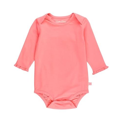 RuffleButts Baby/Toddler Girls Knit Long Sleeve Ruffle Layering Bodysuit with Snaps
