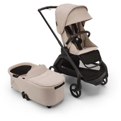 Bugaboo Dragonfly Complete Lightweight Compact Stroller + Bassinet - Black / Desert Taupe / Desert Taupe