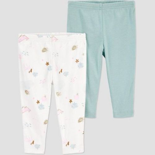 Carter's Just One You®️ Baby Girls' 2pk Pants - Purple 3m: Cotton Slim Fit, Floral Pattern, Full Waistband Elastic, Ankle Length