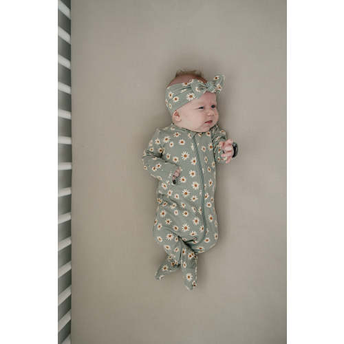 Mebie Baby Bamboo Romper - Light Green Daisy