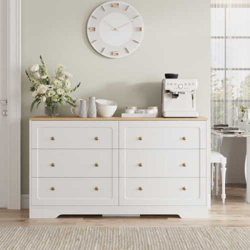 Winston Porter 6 Drawers Dresser With Gold Handles | Wayfair