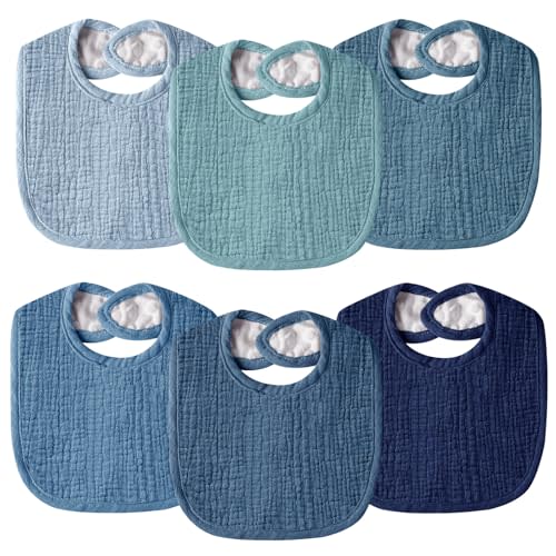 Wrrernsin Muslin Baby Bibs for Unisex Boys Girls, Cotton Drool Bibs, Adjustable Newborn Bibs for Drooling and Teething