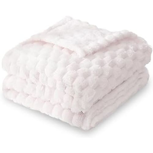 HOMRITAR Flannel Fleece Fluffy Fuzzy Blanket for Baby 3D Jacquard Soft Warm Plush Bed Blanket for Home Decor, Toddler Infant or Newborn Receiving Blanket (30 x 40 Inch, Cream)