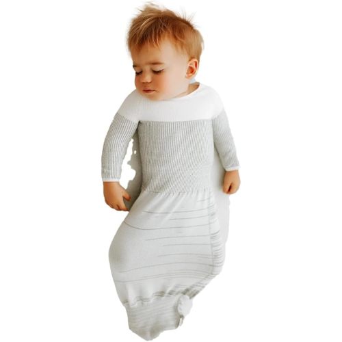 Swaddelini Arms Out Long Sleeve Sleep Sack, Easy-to-Use Baby Sleep Sack, Helps Babies Sleep Longer, 3-6 Months, 18-25 Pounds, Made in USA, Grey