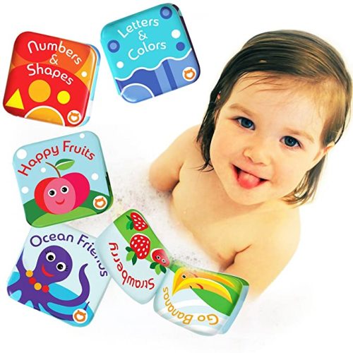 Floating Baby Bath Books Set of 4 - Bath Books for Babies, Infants - Waterproof, Mold-Free Bath Toys for Learning & Early Education (Fruit, Ocean, ABC, Numbers Books) - Set of 4 - Fruit, Ocean, ABC, Numbers