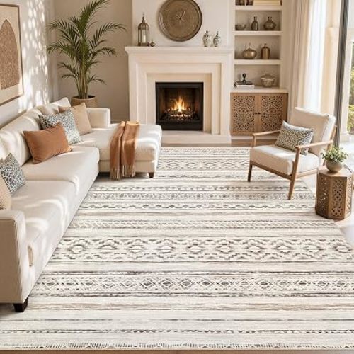 cotiled Boho 10x12 Area Rug for Living Room: Large Moroccan Washable Rug